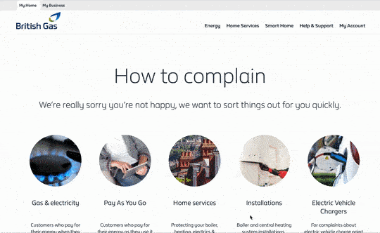 Original British Gas complaints page