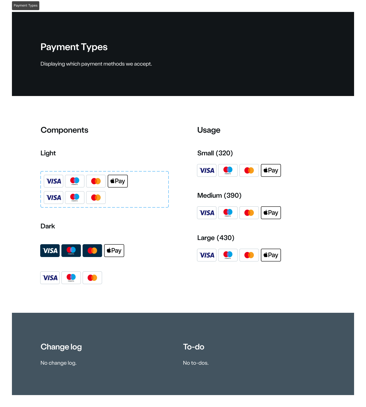 Payment type components