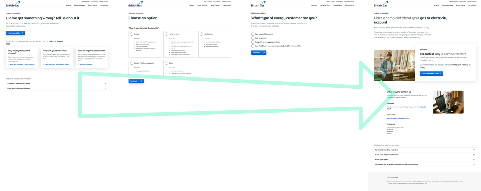 Proposed multi page complaints flow