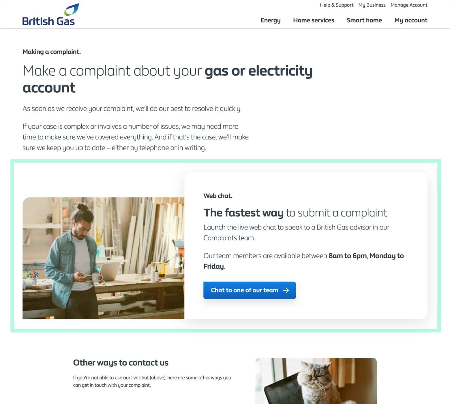 Complaints webchat lockup